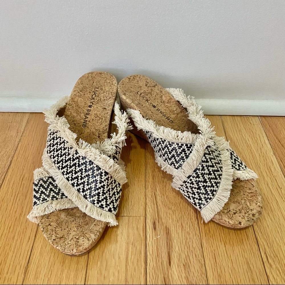 Lucky Brand Women's Khillian Woven Wedge Cork Sandal